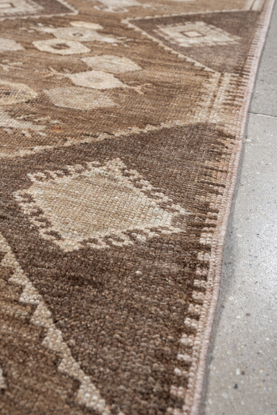 2' x 10' one-of-a-kind handmade antique Kars runner rug. Color palette: taupe, camel, brown, ivory, cream, beige, gray