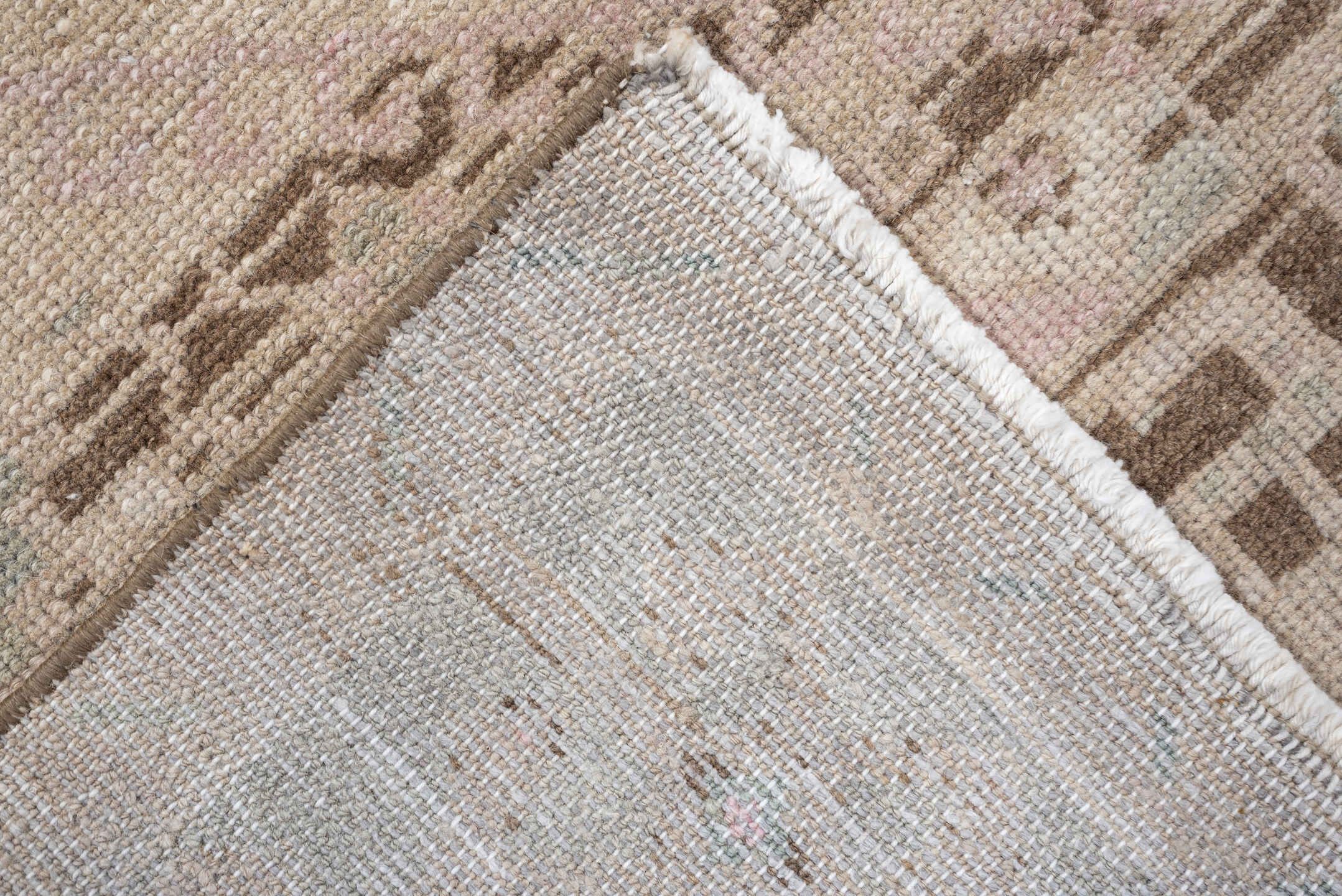 4' x 7' one-of-a-kind handmade antique Malayer medium size rug. Color palette: ivory, taupe, blush, pale blue, brown, sand