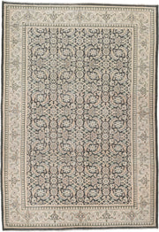 4' x 6' one-of-a-kind handmade antique Tabriz small size rug. Color palette: ivory, charcoal, sage, blush, taupe, black