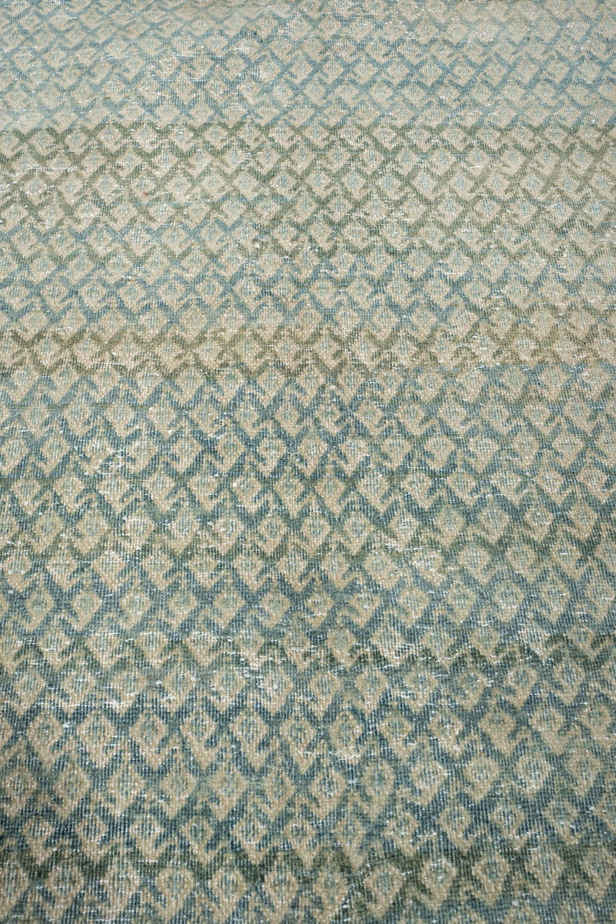 8' x 11' one-of-a-kind handmade antique Mir large size rug. Color palette: aqua, ivory, charcoal, sage, taupe, cream, slate