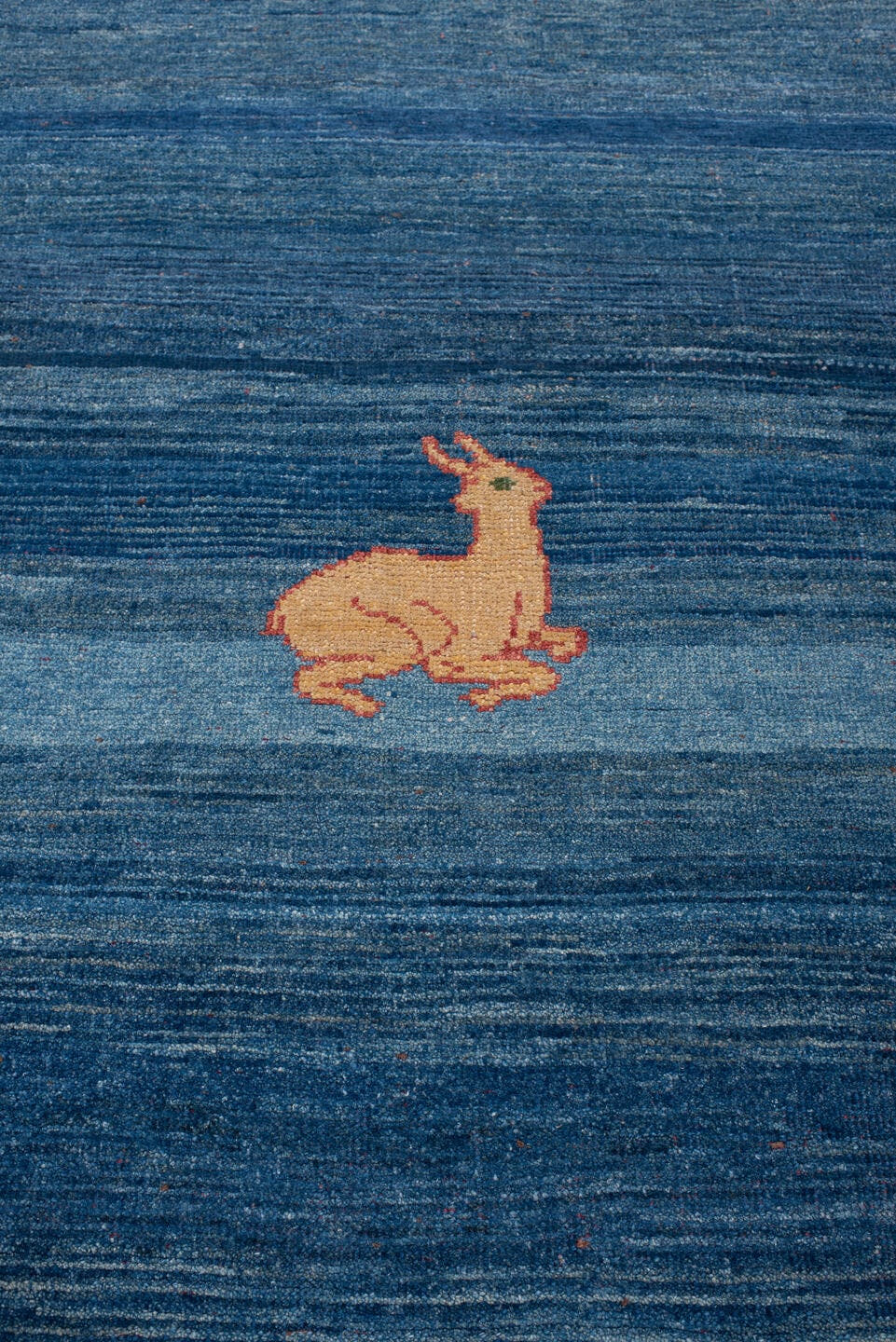 3' x 8' one-of-a-kind handmade antique Gabbe runner rug. Color palette: indigo, rust, ivory, blush, camel, charcoal, purple