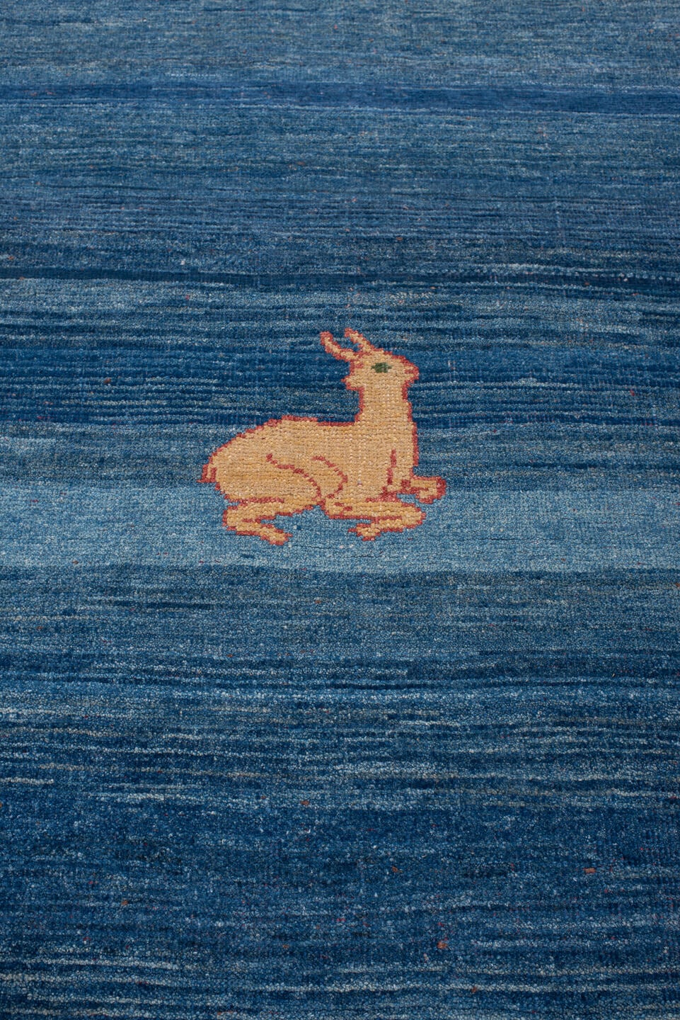 3' x 8' one-of-a-kind handmade antique Gabbe runner rug. Color palette: indigo, rust, ivory, blush, camel, charcoal, purple
