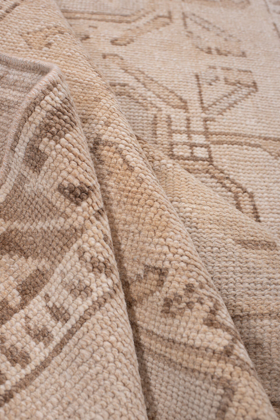 2' x 10' one-of-a-kind handmade antique Anatolian runner rug. Color palette: camel, ivory, taupe, sand, beige, brown, gray