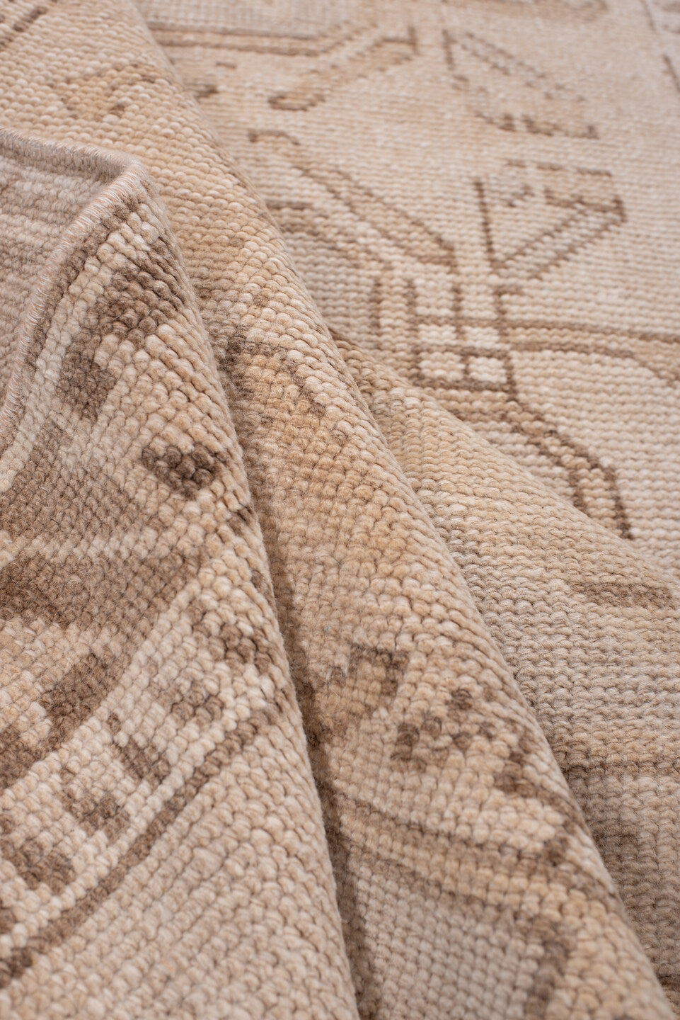 2' x 10' one-of-a-kind handmade antique Anatolian runner rug. Color palette: camel, ivory, taupe, sand, beige, brown, gray