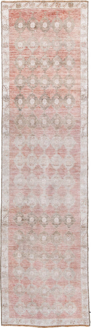 2' x 9' one-of-a-kind handmade antique Anatolian runner rug. Color palette: blush, ivory, taupe, warm gray, sand, rose