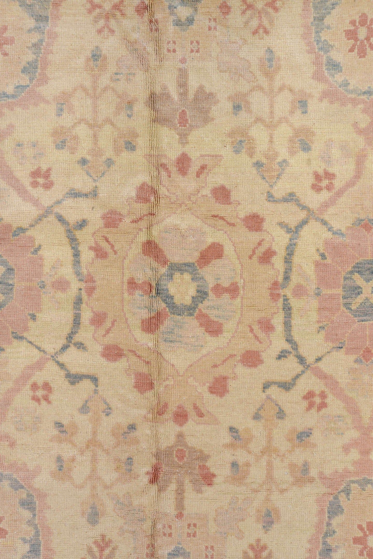 12' x 20' one-of-a-kind handmade vintage Sultanabad oversize rug. Color palette: ivory, pale blue, beige, blush, taupe, sage