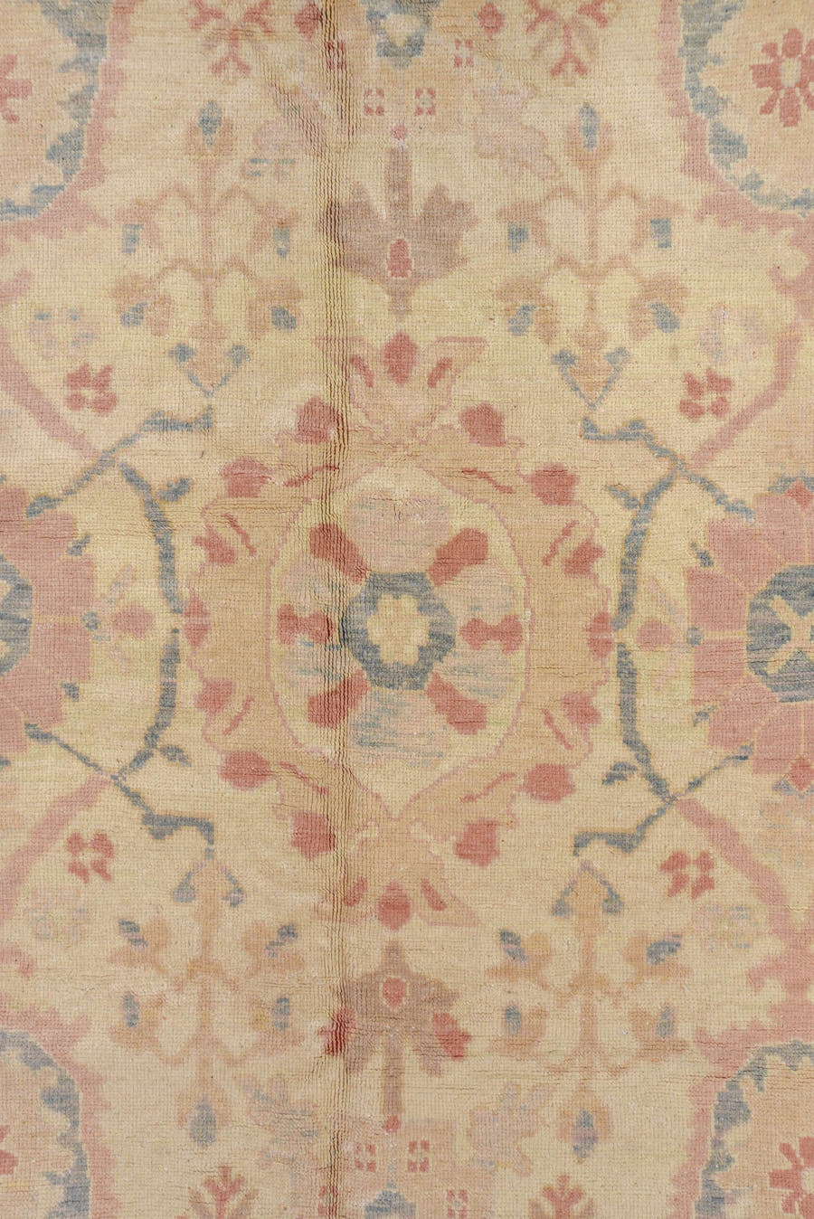 12' x 20' one-of-a-kind handmade vintage Sultanabad oversize rug. Color palette: ivory, pale blue, beige, blush, taupe, sage