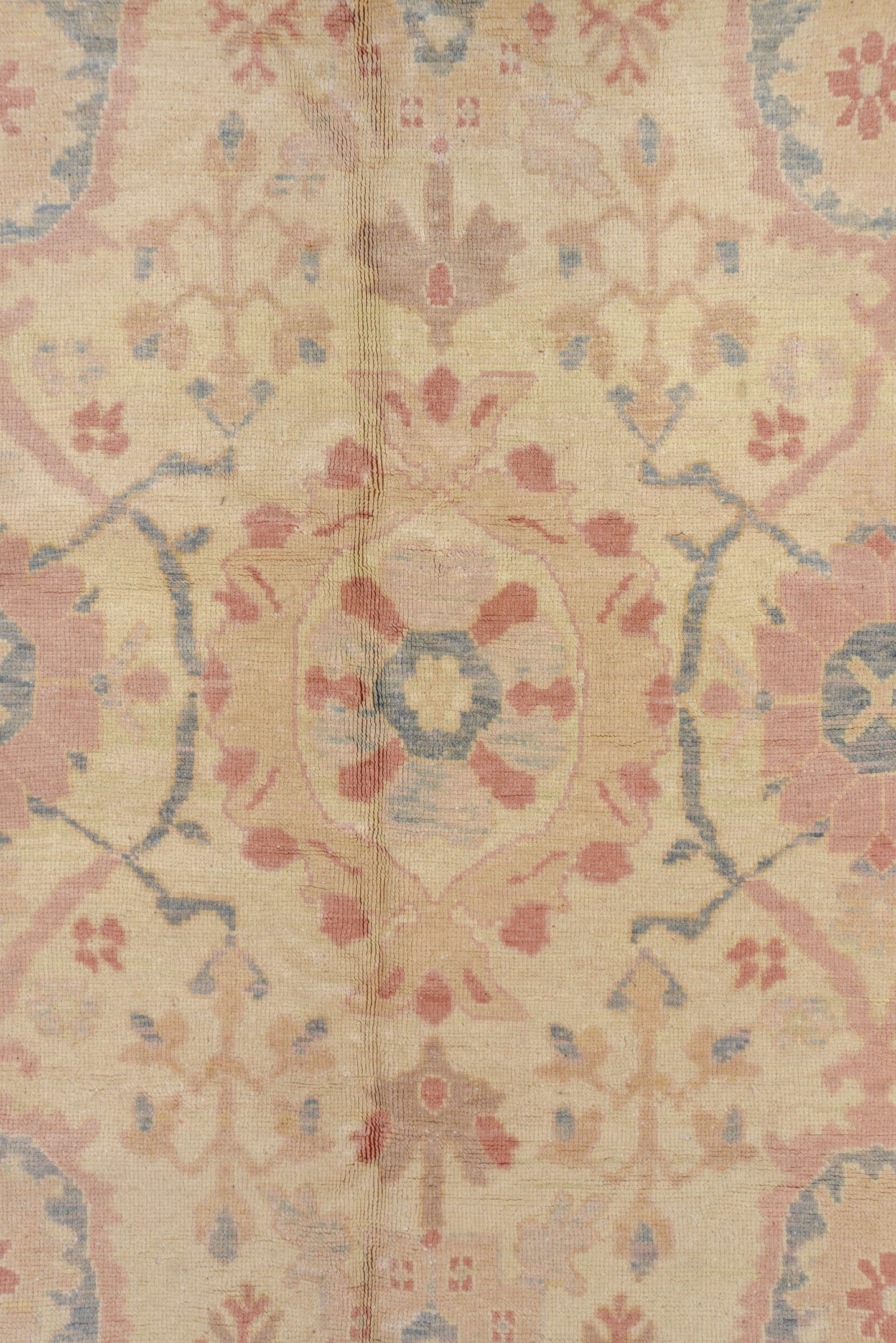 12' x 20' one-of-a-kind handmade vintage Sultanabad oversize rug. Color palette: ivory, pale blue, beige, blush, taupe, sage