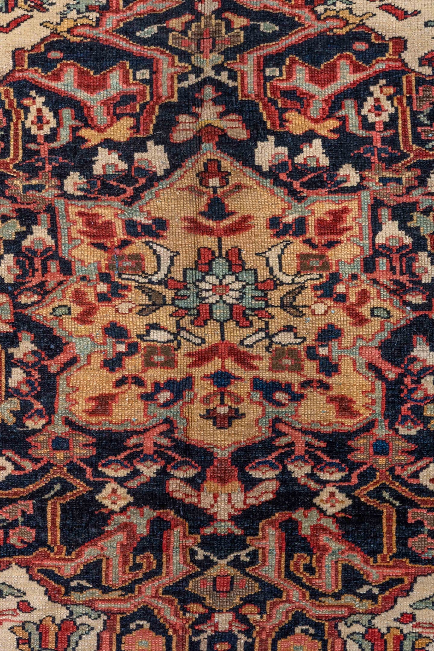 4' x 6' one-of-a-kind handmade vintage Far.Sarouk rug. Color palette: ivory, rose, crimson, burgundy, coral, taupe, charcoal