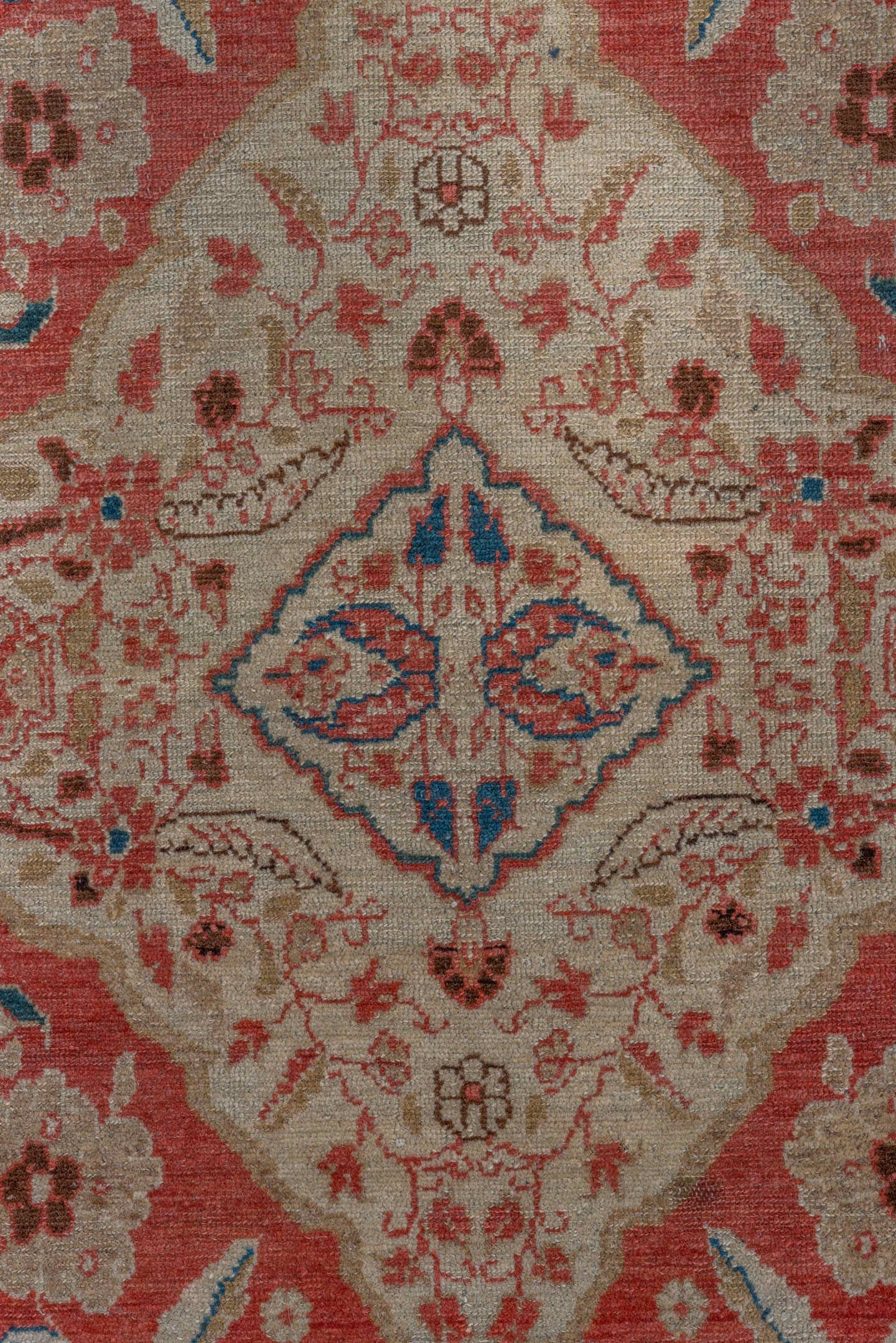 3' x 5' one-of-a-kind handmade vintage Malayer small size rug. Color palette: rose, ivory, navy, rust, coral, camel, slate