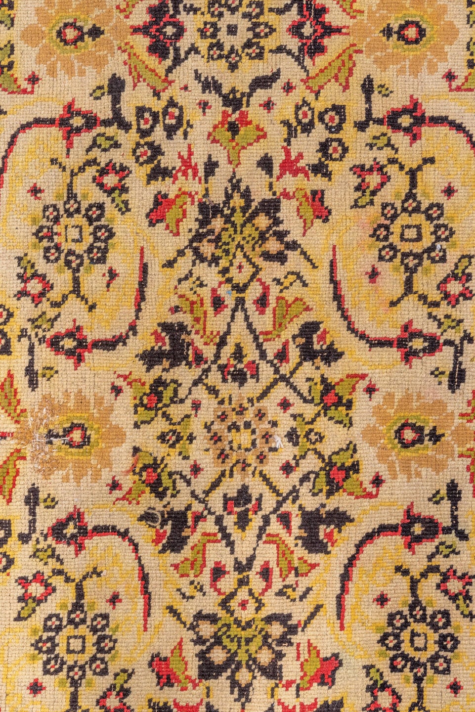 2' x 6' one-of-a-kind handmade vintage Agra runner rug. Color palette: ivory, rust, gold, olive, burgundy, camel, charcoal