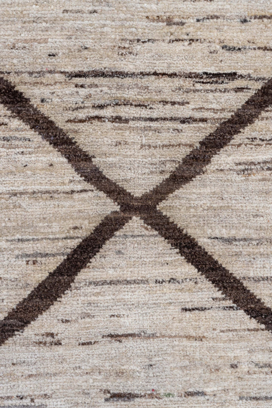 8' x 9' one-of-a-kind handmade vintage Tulu rug. Color palette: ivory, brown, taupe, charcoal, beige, gray, black