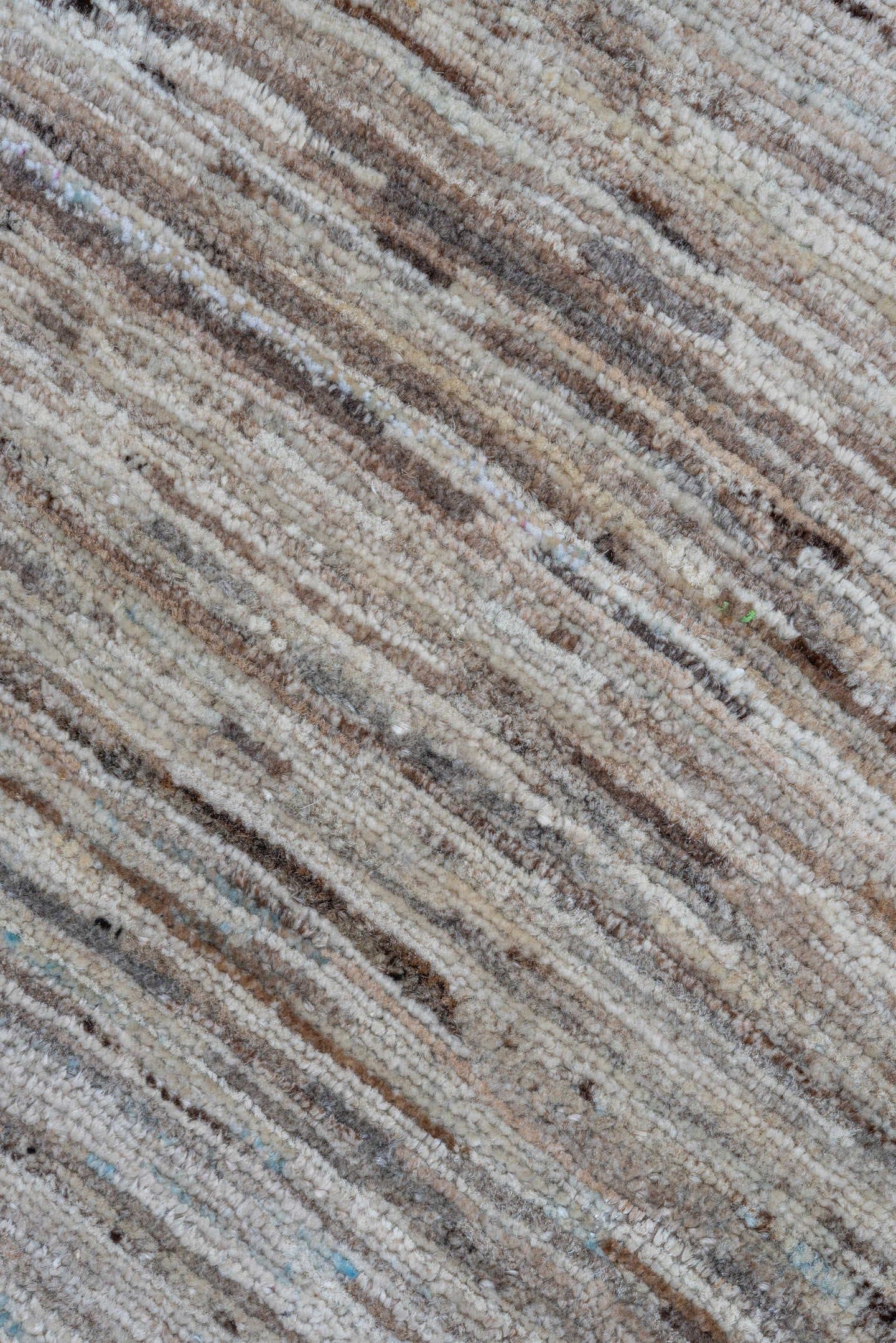 10' x 13' one-of-a-kind handmade vintage Tulu large size rug. Color palette: ivory, taupe, camel, light blue, brown, beige