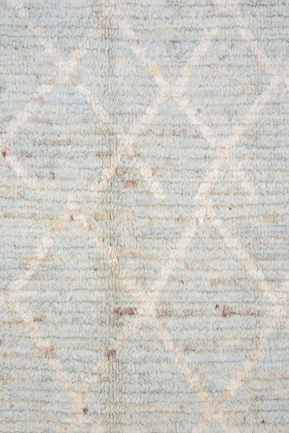 8' x 11' one-of-a-kind handmade vintage Tulu large size rug. Color palette: pale blue, ivory, taupe, beige, light gray