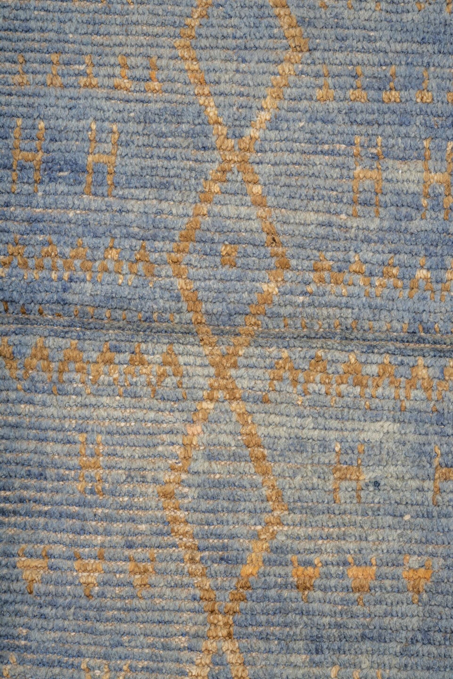 3' x 9' one-of-a-kind handmade vintage Tulu runner rug. Color palette: pale blue, ivory, sky blue, beige, light blue