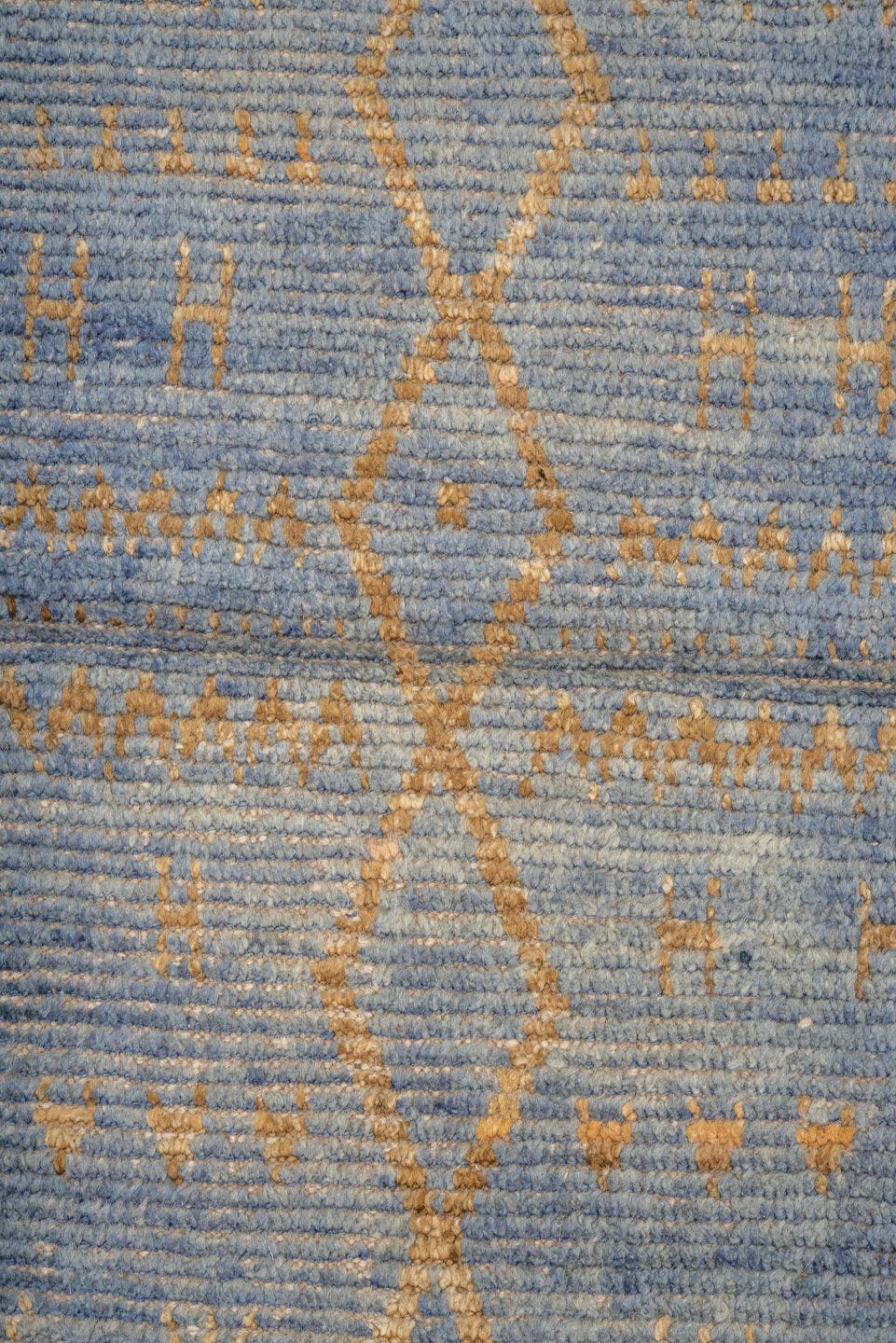 3' x 9' one-of-a-kind handmade vintage Tulu runner rug. Color palette: pale blue, ivory, sky blue, beige, light blue