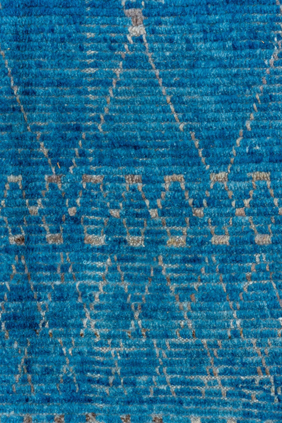 8' x 9' one-of-a-kind handmade vintage Tulu rug. Color palette: turquoise, ivory, sky blue, slate, teal, light blue, gray