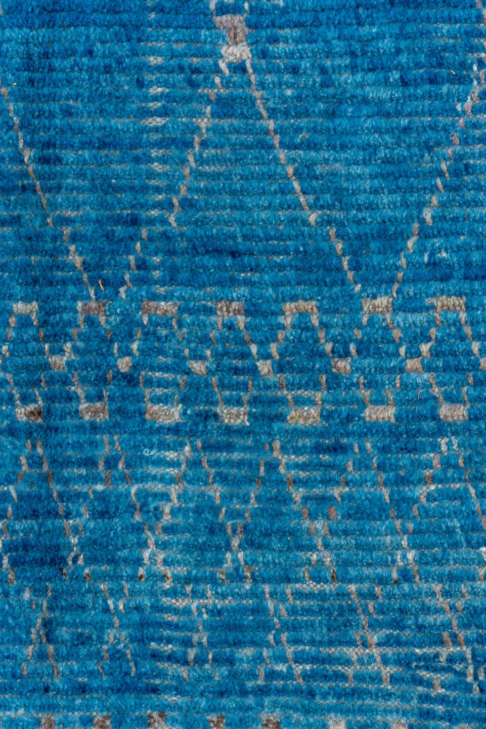 8' x 9' one-of-a-kind handmade vintage Tulu rug. Color palette: turquoise, ivory, sky blue, slate, teal, light blue, gray