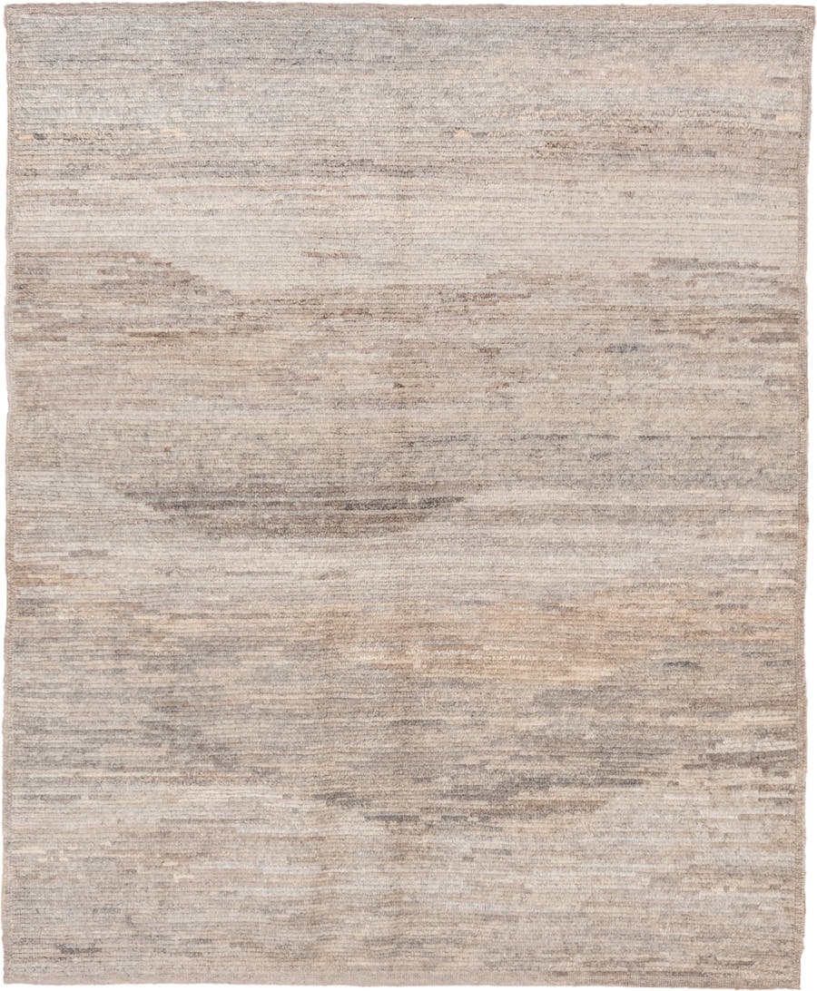 5' x 6' one-of-a-kind handmade vintage Tulu rug. Color palette: ivory, taupe, beige, gray, cream