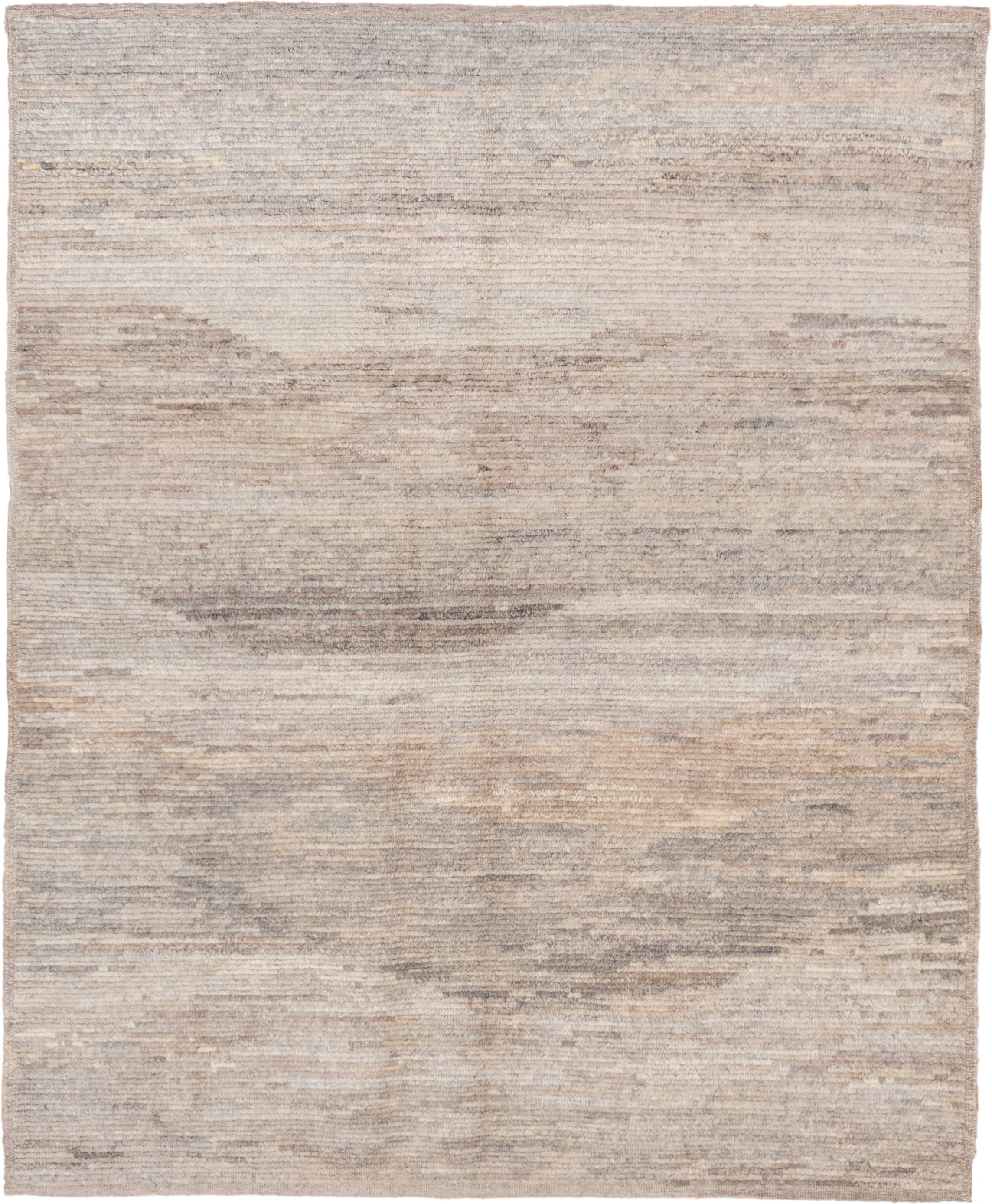 5' x 6' one-of-a-kind handmade vintage Tulu rug. Color palette: ivory, taupe, beige, gray, cream