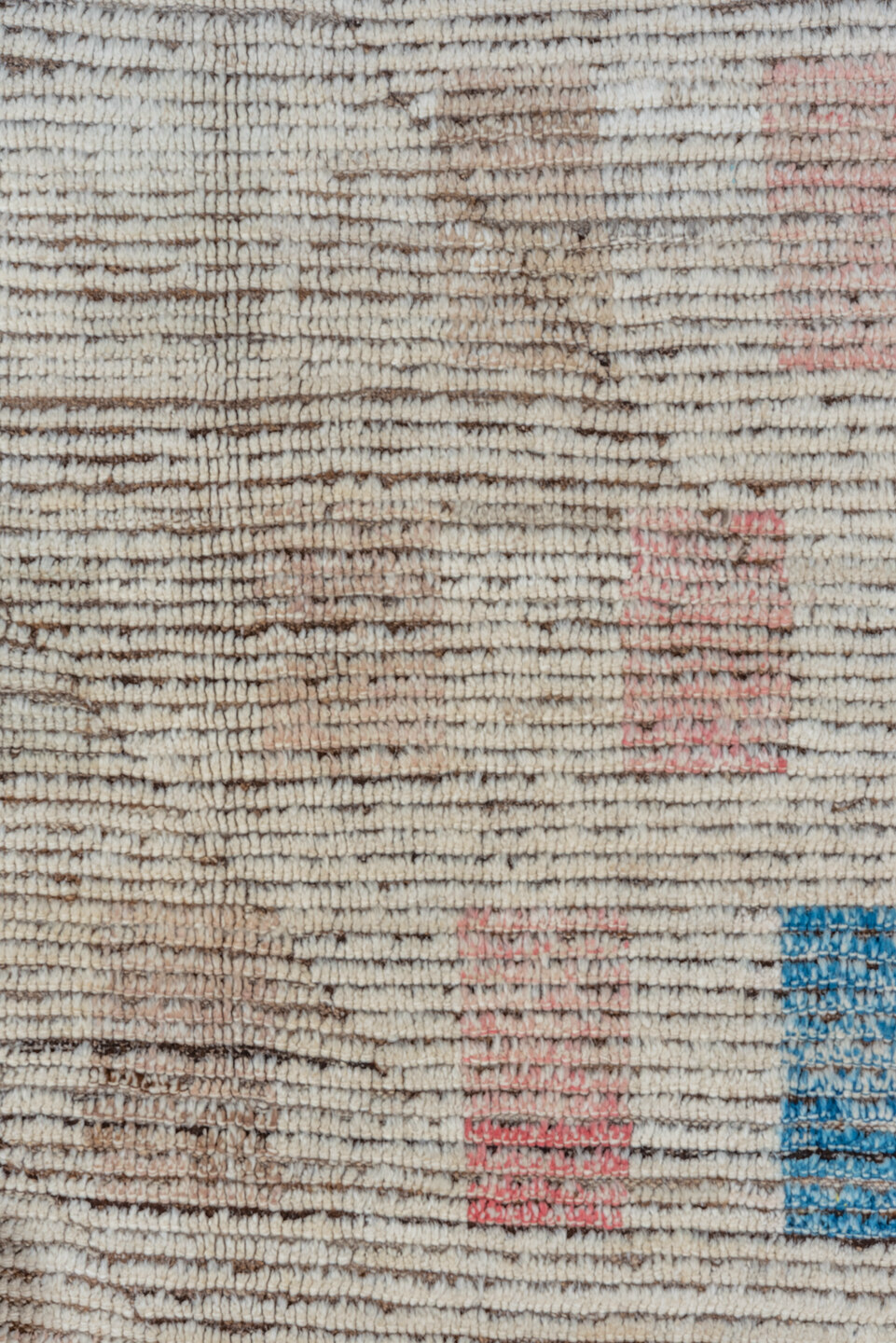 13' x 16' one-of-a-kind handmade vintage Tulu oversize rug. Color palette: ivory, sky_blue, taupe, blush, brown, light blue