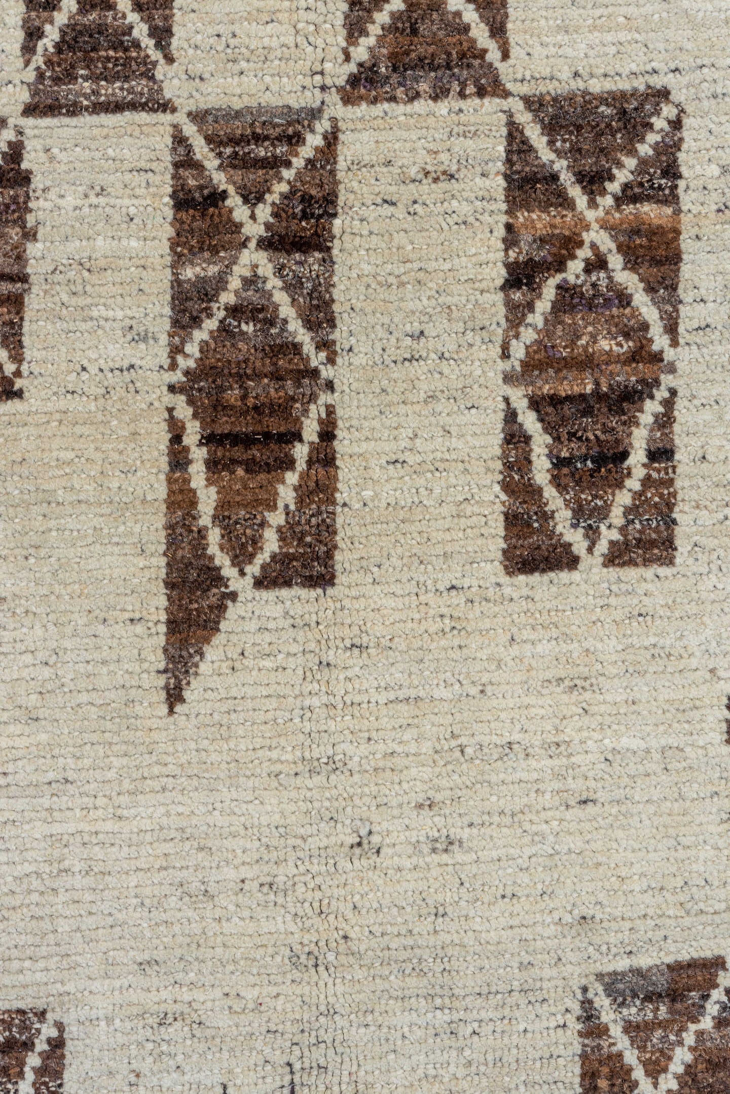 10' x 11' one-of-a-kind handmade vintage Tulu large size rug. Color palette: ivory, brown, sky blue, taupe, light blue