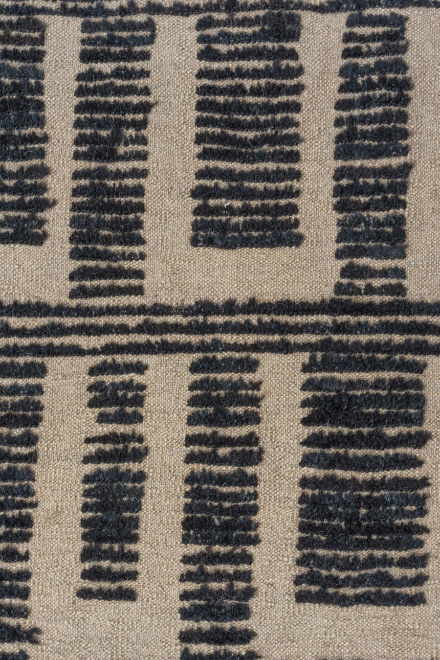 10' x 12' one-of-a-kind handmade vintage Tulu large size rug. Color palette: ivory, charcoal, taupe, gray, black, beige