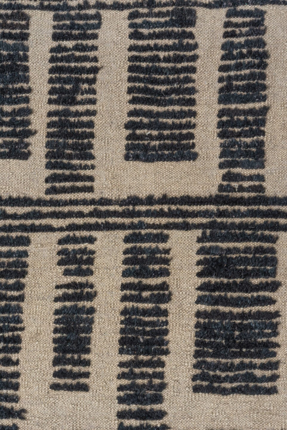 10' x 12' one-of-a-kind handmade vintage Tulu large size rug. Color palette: ivory, charcoal, taupe, gray, black, beige
