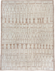 10' x 13' one-of-a-kind handmade vintage Tulu large size rug. Color palette: ivory, taupe, beige, cream, gray