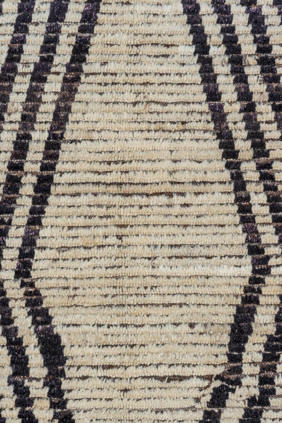 9' x 11' one-of-a-kind handmade vintage Tulu large size rug. Color palette: ivory, charcoal, taupe, brown, gray, black