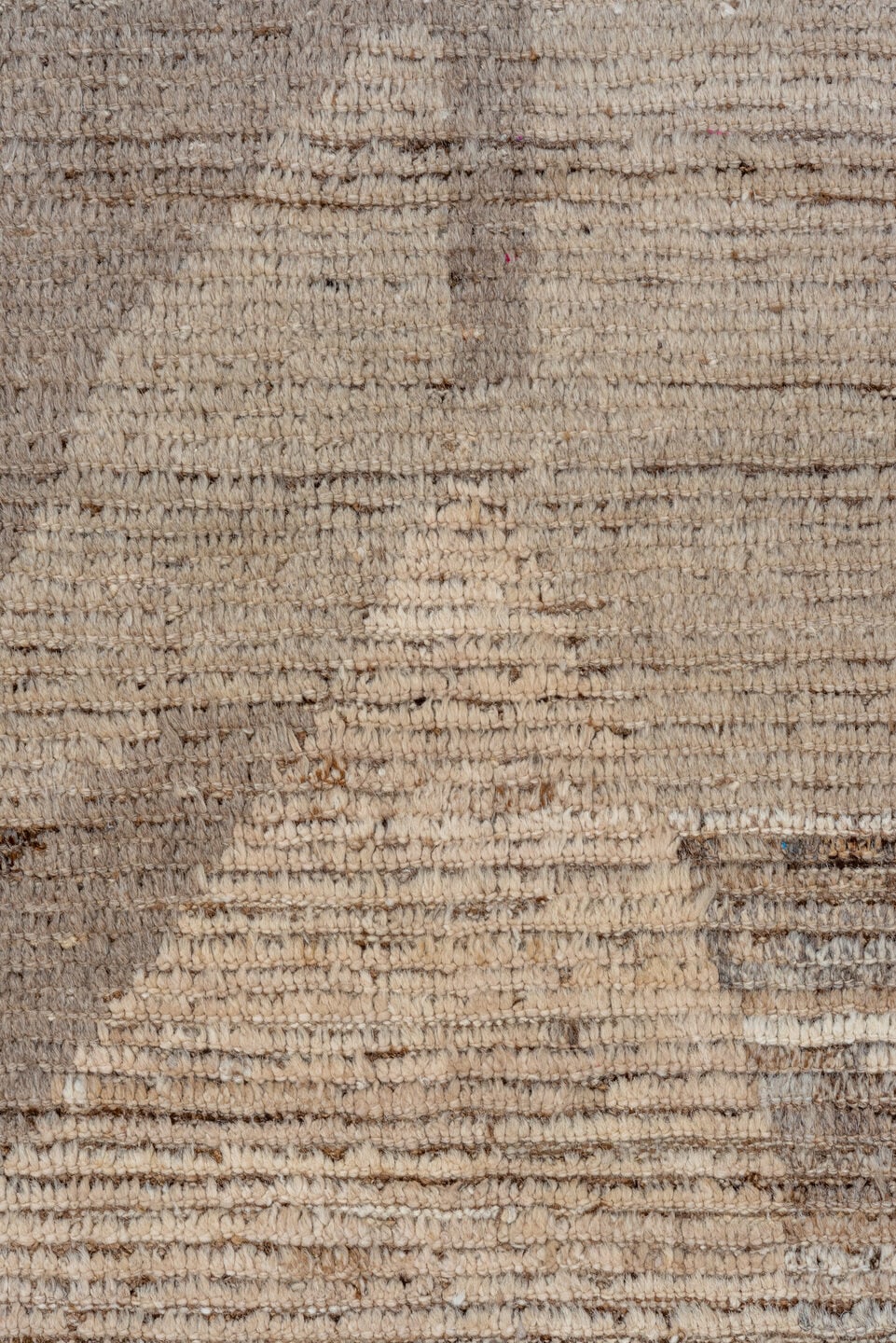 8' x 11' one-of-a-kind handmade vintage Tulu large size rug. Color palette: taupe, ivory, brown, camel, sky_blue, beige