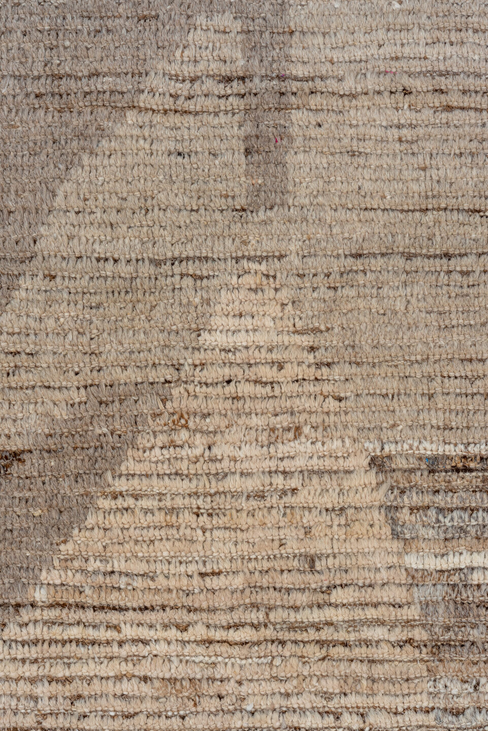 8' x 11' one-of-a-kind handmade vintage Tulu large size rug. Color palette: taupe, ivory, brown, camel, sky_blue, beige