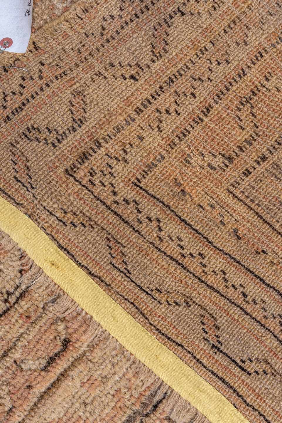 16' x 18' one-of-a-kind handmade vintage Oushak oversize rug. Color palette: peach, ivory, taupe, camel, rose, beige