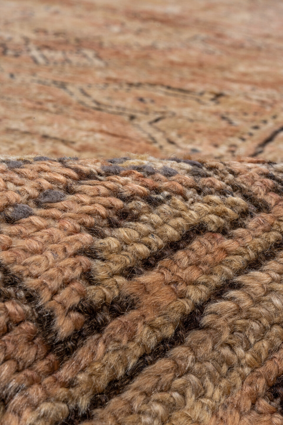 16' x 18' one-of-a-kind handmade vintage Oushak oversize rug. Color palette: peach, ivory, taupe, camel, rose, beige