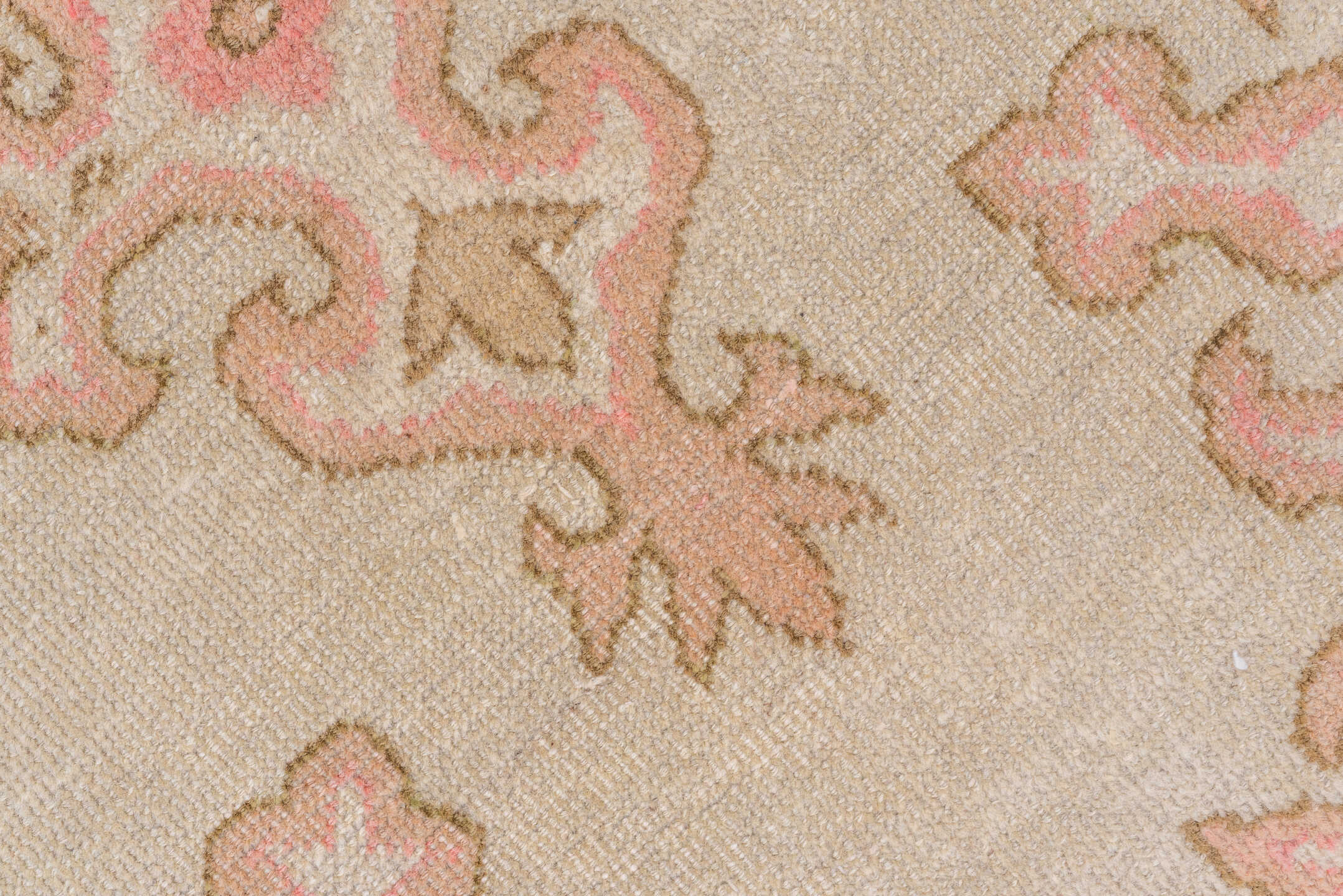 4' x 6' one-of-a-kind handmade vintage Amritzar rug. Color palette: ivory, blush, taupe, olive, cream, rose, pink, beige
