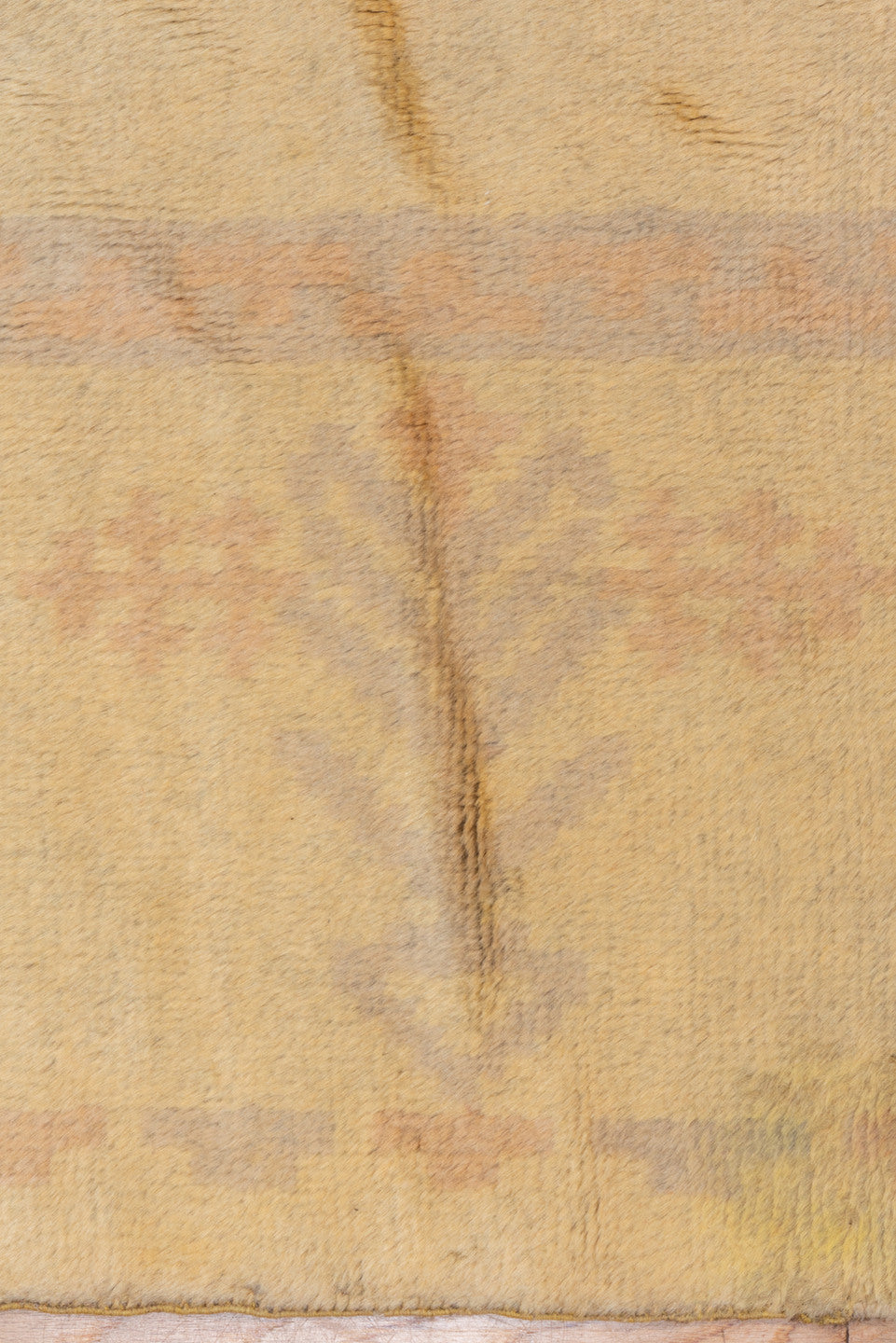 11' x 14' one-of-a-kind handmade vintage Spanish oversize rug. Color palette: ivory, camel, cream, blush, pale blue, taupe