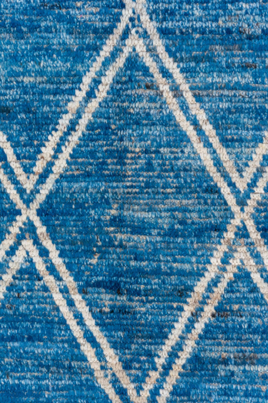 9' x 12' one-of-a-kind handmade vintage Tulu large size rug. Color palette: blue, ivory, sky blue, light blue