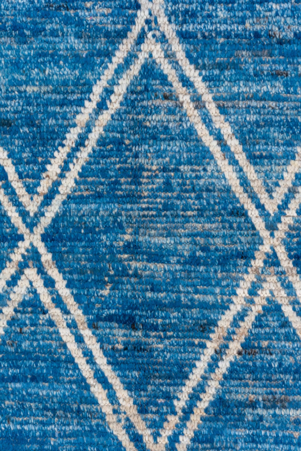 9' x 12' one-of-a-kind handmade vintage Tulu large size rug. Color palette: blue, ivory, sky blue, light blue