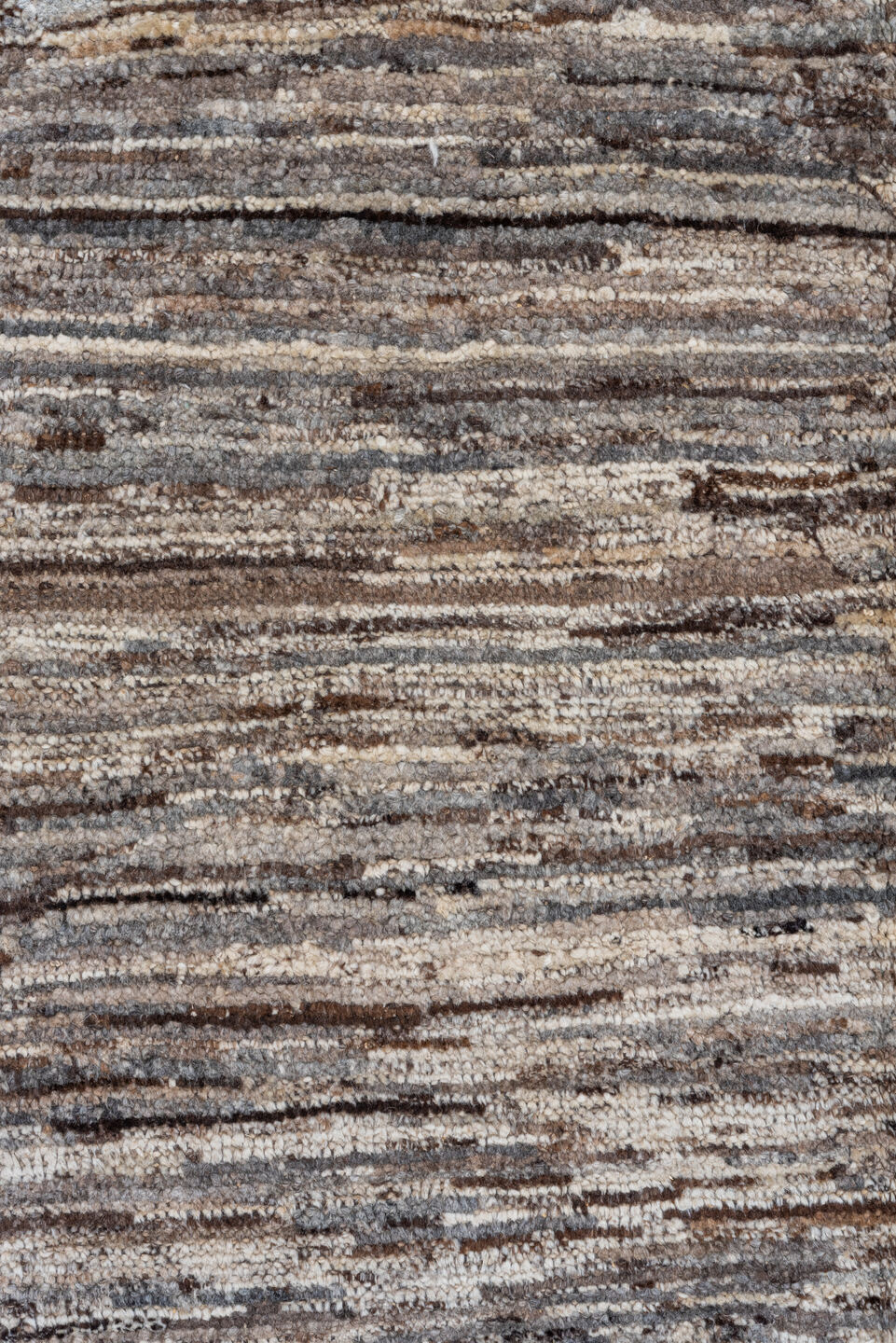 8' x 9' one-of-a-kind handmade vintage Tulu rug. Color palette: taupe, brown, ivory, gray, charcoal, beige, black