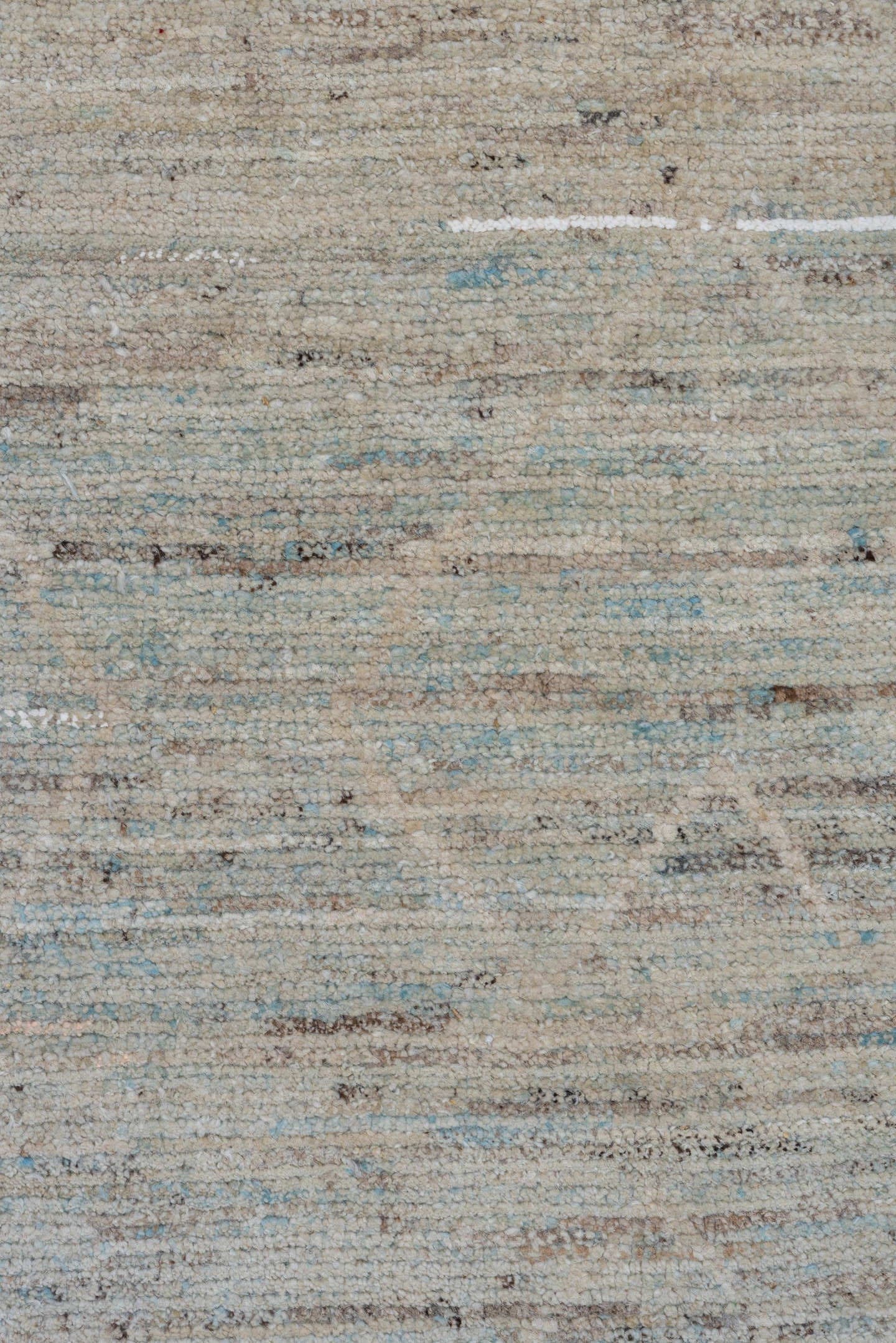 5' x 11' one-of-a-kind handmade vintage Tulu runner rug. Color palette: ivory, pale blue, taupe, gray, cream, light blue