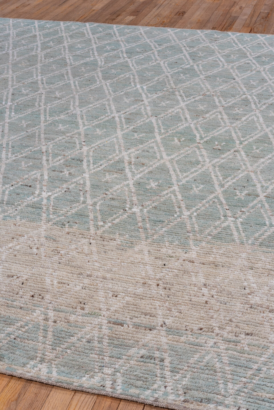 8' x 9' one-of-a-kind handmade vintage Tulu rug. Color palette: dark gray, gainsboro, gray, light gray, off-white, pink