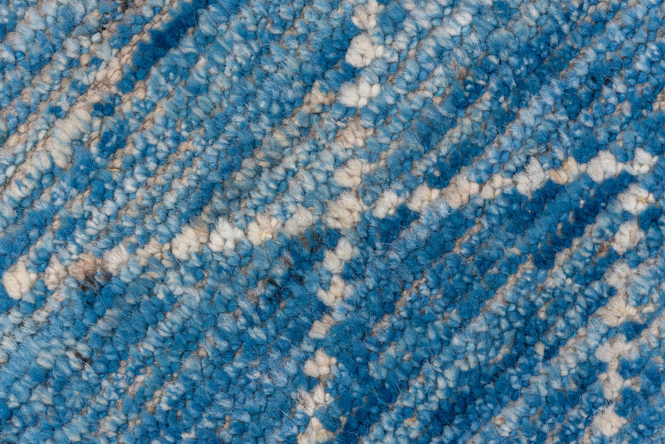 10' x 13' one-of-a-kind handmade vintage Tulu large size rug. Color palette: arapawa, blue, gainsboro, gray, light blue