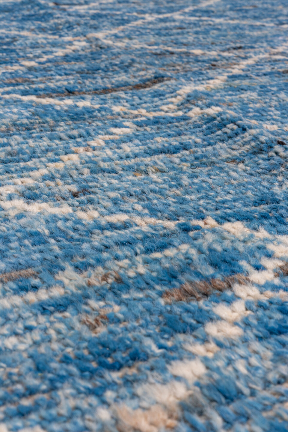 10' x 13' one-of-a-kind handmade vintage Tulu large size rug. Color palette: arapawa, blue, gainsboro, gray, light blue