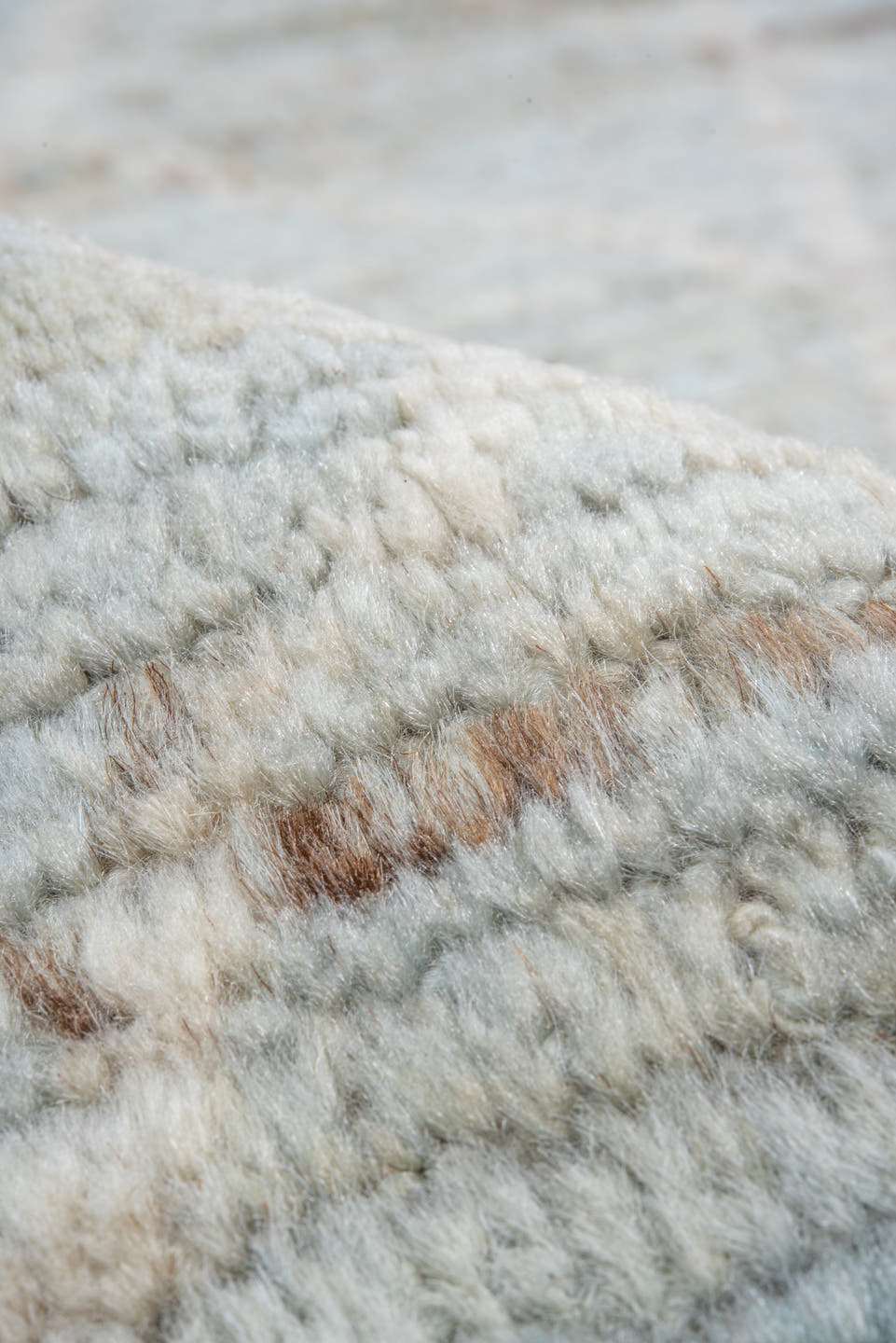 8' x 11' one-of-a-kind handmade vintage Tulu large size rug. Color palette: pale blue, ivory, taupe, beige, light gray