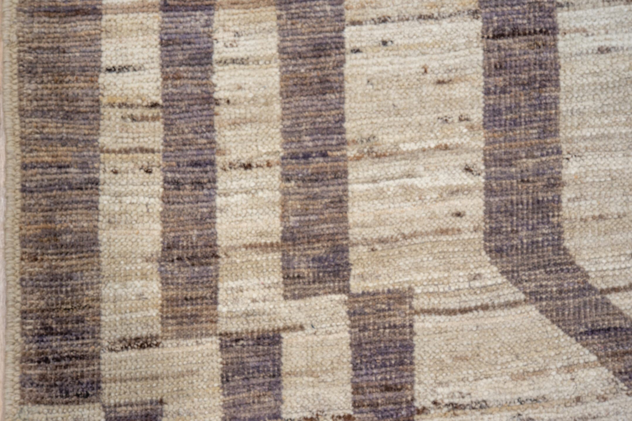 6' x 8' one-of-a-kind handmade vintage Tulu medium size rug. Color palette: ivory, taupe, brown, charcoal, beige, gray