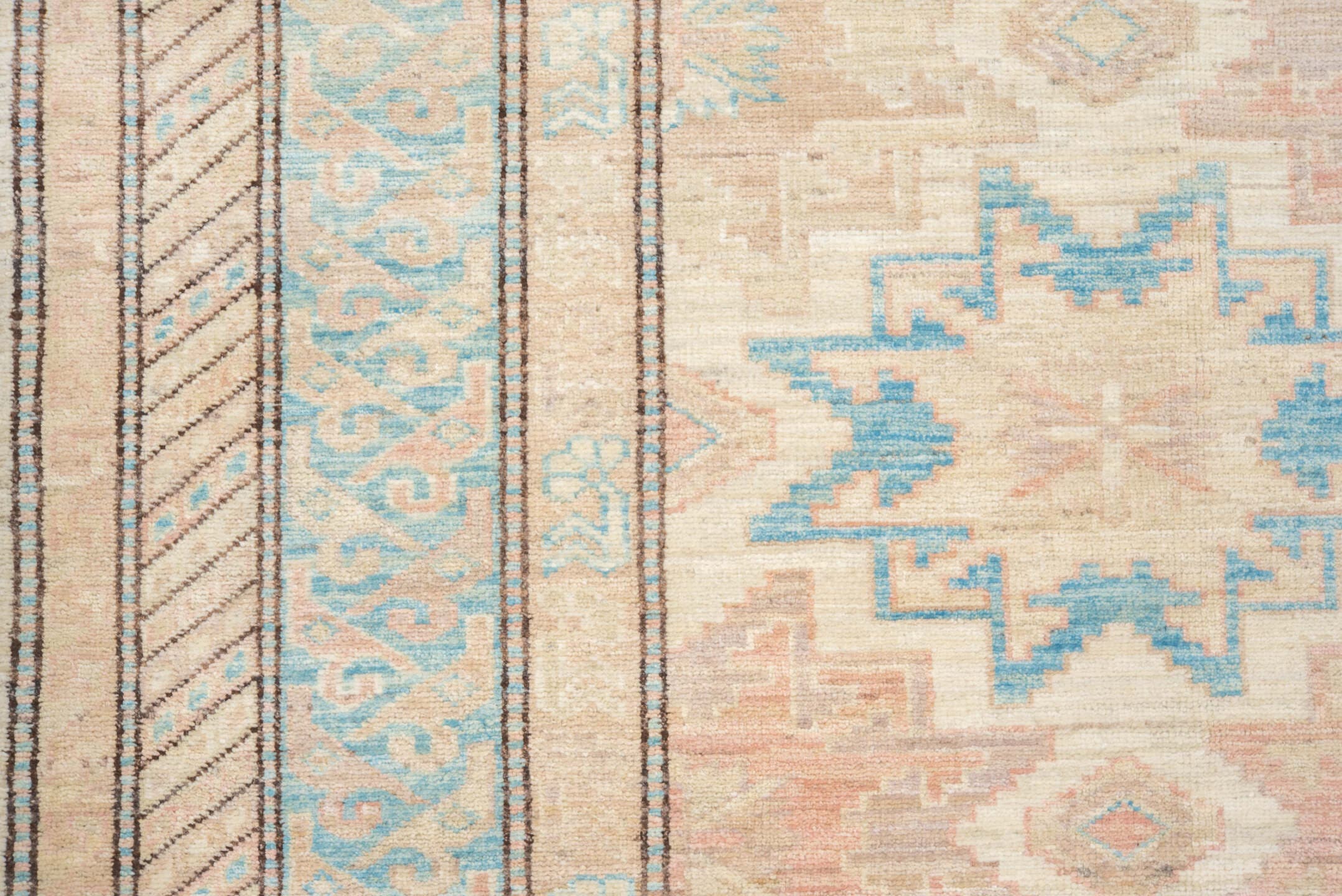 8' x 10' one-of-a-kind handmade vintage Sivas large size rug. Color palette: ivory, powder_blue, blush, beige, taupe