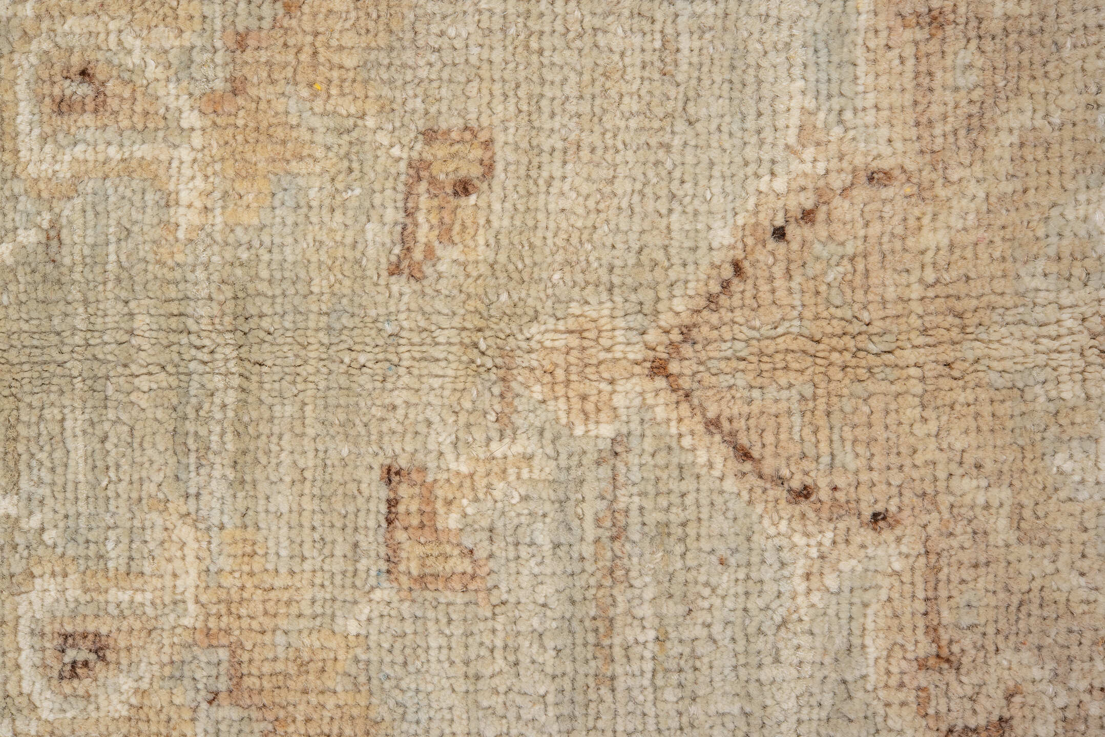 7' x 7' one-of-a-kind handmade vintage Sivas rug. Color palette: ivory, beige, taupe, camel, pale blue, cream, gray