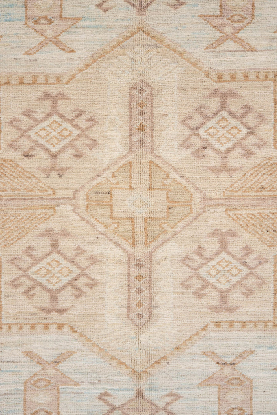5' x 8' one-of-a-kind handmade vintage Sivas medium size rug. Color palette: ivory, beige, taupe, camel, pale blue, sand