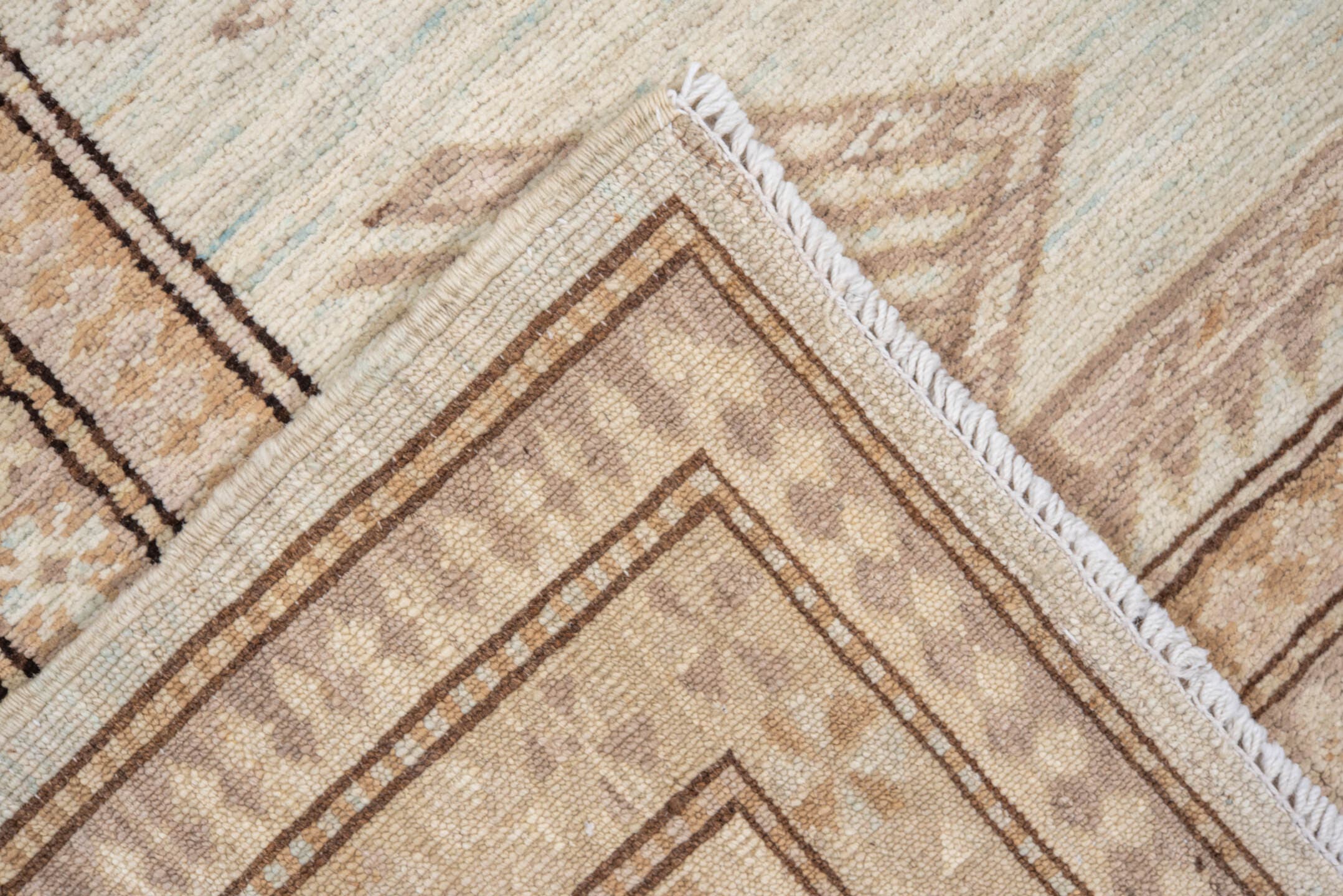 5' x 8' one-of-a-kind handmade vintage Sivas medium size rug. Color palette: ivory, beige, taupe, camel, pale blue, sand