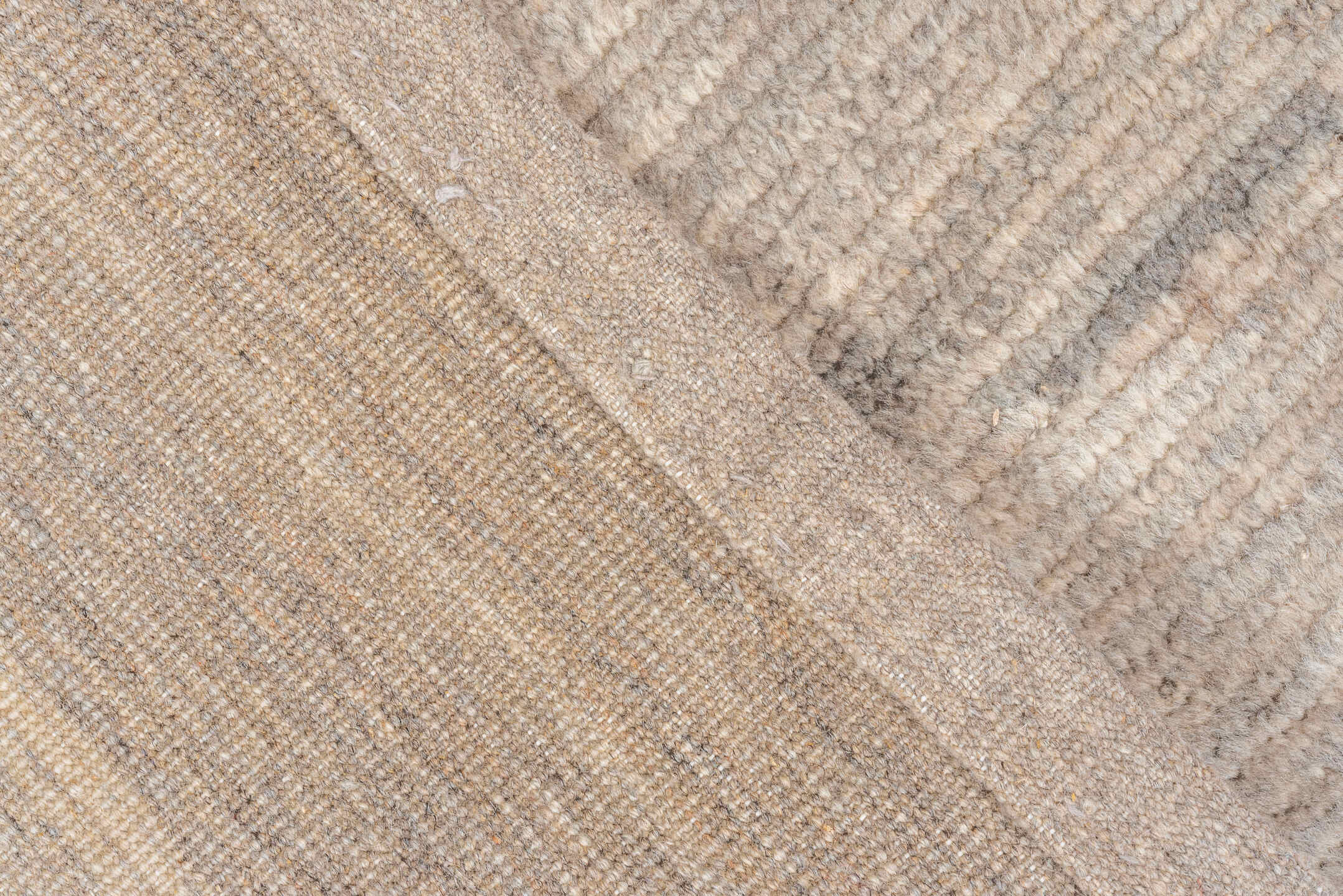 5' x 6' one-of-a-kind handmade vintage Tulu rug. Color palette: ivory, taupe, beige, gray, cream